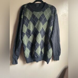 Men’s Pringle Lambs Wool Sweater size XL Argyle Patterned - Green and Gray